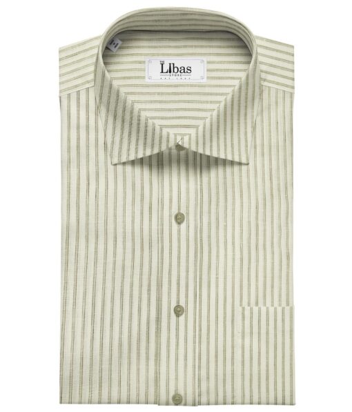 Raymond Men's Linen Striped Unstitched Shirt Fabric (Creamish White)