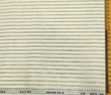 Raymond Men's Linen Striped Unstitched Shirt Fabric (Creamish White)