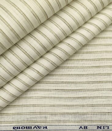 Raymond Men's Linen Striped Unstitched Shirt Fabric (Creamish White)