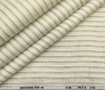 Raymond Men's Linen Striped Unstitched Shirt Fabric (Creamish White)