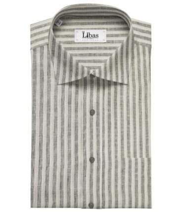 Raymond Men's Linen Striped Unstitched Shirt Fabric (White)