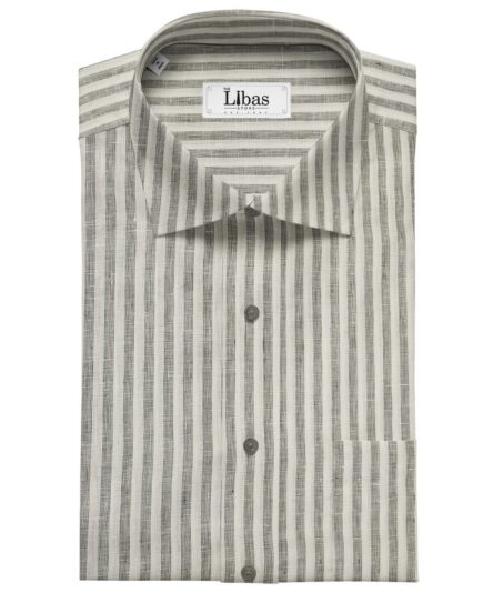 Raymond Men's Linen Striped Unstitched Shirt Fabric (White)