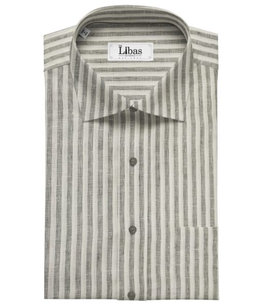 Raymond Men's Linen Striped Unstitched Shirt Fabric (White)