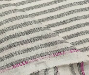 Raymond Men's Linen Striped Unstitched Shirt Fabric (White)