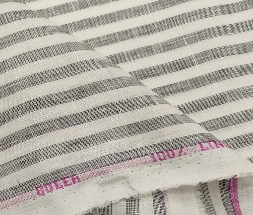 Raymond Men's Linen Striped Unstitched Shirt Fabric (White)
