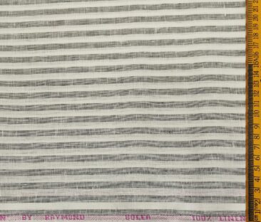 Raymond Men's Linen Striped Unstitched Shirt Fabric (White)
