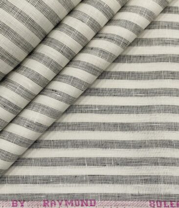 Raymond Men's Linen Striped Unstitched Shirt Fabric (White)