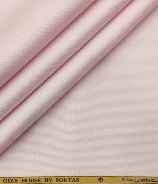 Soktas Men's Cotton Structured 1.60 Meter Unstitched Shirt Fabric (Light Pink)