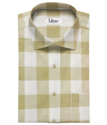 Soktas Men's Cotton Checks 1.60 Meter Unstitched Shirt Fabric (Sand Castle Beige)
