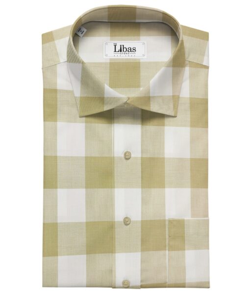 Soktas Men's Cotton Checks 1.60 Meter Unstitched Shirt Fabric (Sand Castle Beige)