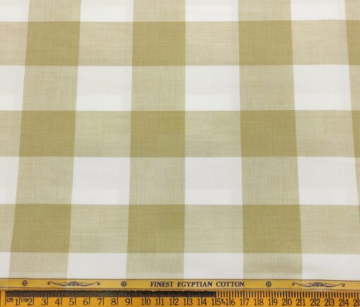 Soktas Men's Cotton Checks 1.60 Meter Unstitched Shirt Fabric (Sand Castle Beige)