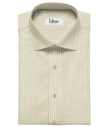 Soktas Men's Cotton Striped Unstitched Shirt Fabric (Creamish White)