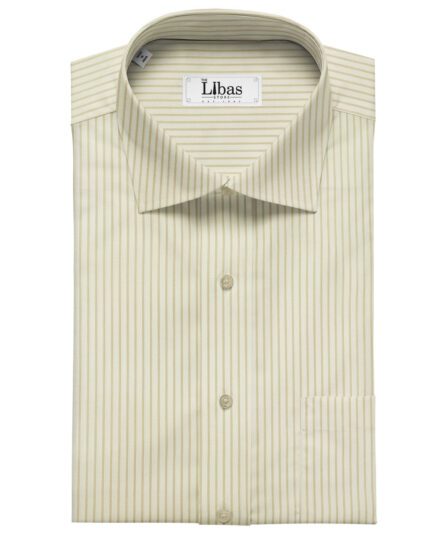 Soktas Men's Cotton Striped Unstitched Shirt Fabric (Creamish White)