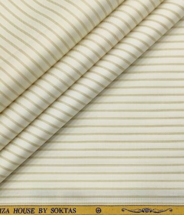Soktas Men's Cotton Striped Unstitched Shirt Fabric (Creamish White)