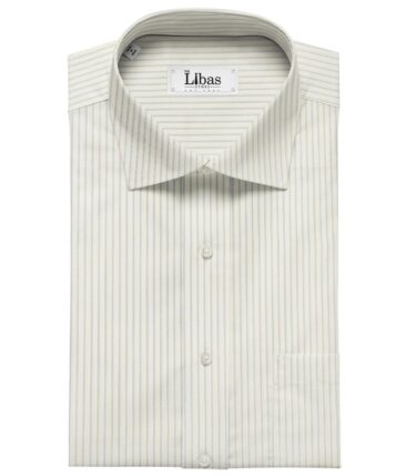 Soktas Men's Cotton Striped Unstitched Shirt Fabric (White)