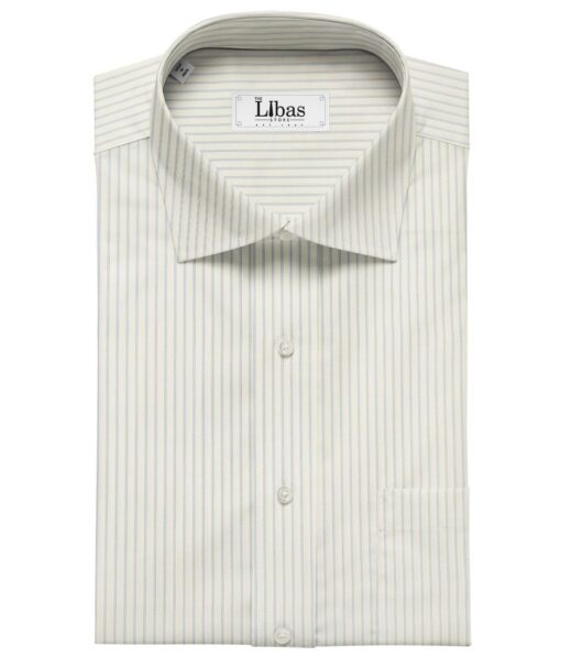 Soktas Men's Cotton Striped Unstitched Shirt Fabric (White)