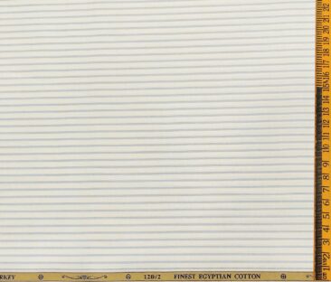 Soktas Men's Cotton Striped Unstitched Shirt Fabric (White)