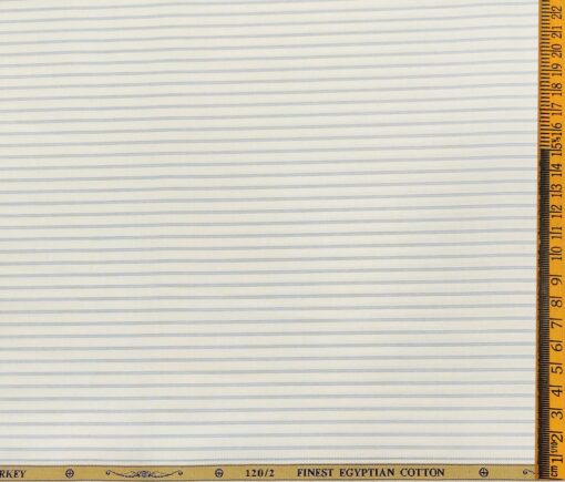 Soktas Men's Cotton Striped Unstitched Shirt Fabric (White)