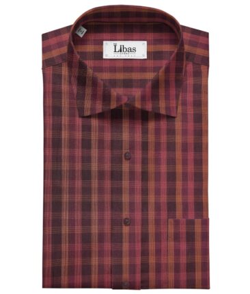 Soktas Men's Cotton Checks 1.60 Meter Unstitched Shirt Fabric (Dark Purple)