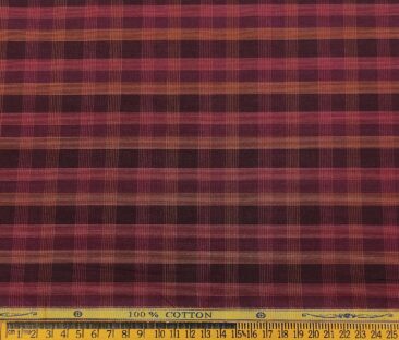 Soktas Men's Cotton Checks 1.60 Meter Unstitched Shirt Fabric (Dark Purple)