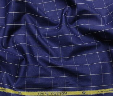 Soktas Men's Cotton Checks 1.60 Meter Unstitched Shirt Fabric (Royal Blue)