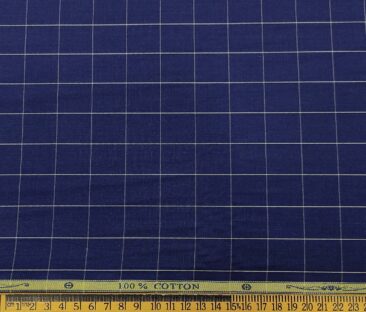 Soktas Men's Cotton Checks 1.60 Meter Unstitched Shirt Fabric (Royal Blue)
