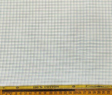 Soktas Men's Cotton Checks 1.60 Meter Unstitched Shirt Fabric (White)