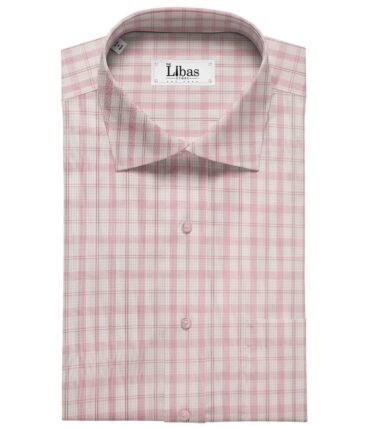 Soktas Men's Cotton Checks 1.60 Meter Unstitched Shirt Fabric (White)