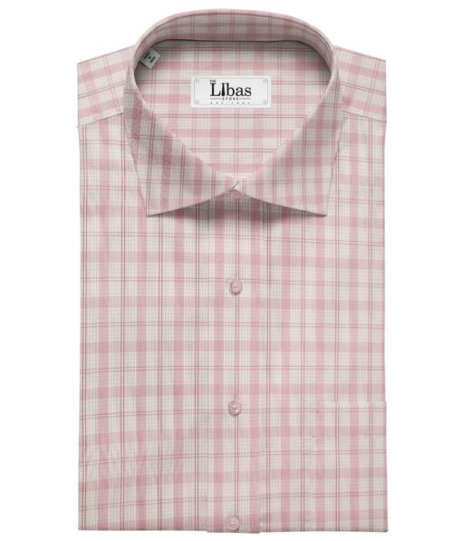 Soktas Men's Cotton Checks 1.60 Meter Unstitched Shirt Fabric (White)