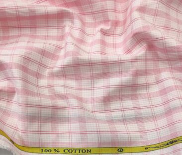 Soktas Men's Cotton Checks 1.60 Meter Unstitched Shirt Fabric (White)
