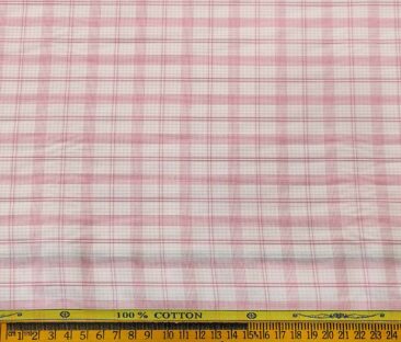 Soktas Men's Cotton Checks 1.60 Meter Unstitched Shirt Fabric (White)