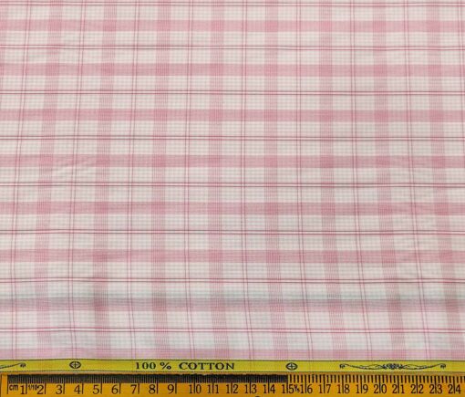 Soktas Men's Cotton Checks 1.60 Meter Unstitched Shirt Fabric (White)