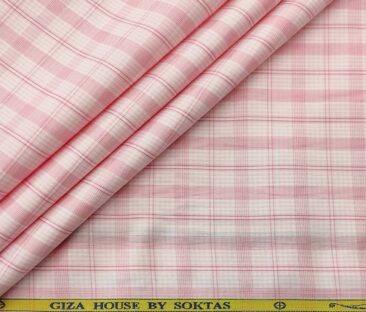 Soktas Men's Cotton Checks 1.60 Meter Unstitched Shirt Fabric (White)