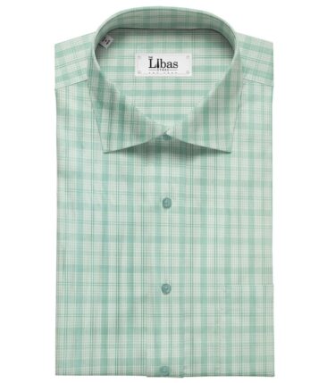 Soktas Men's Cotton Checks 1.60 Meter Unstitched Shirt Fabric (White)