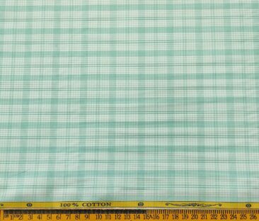 Soktas Men's Cotton Checks 1.60 Meter Unstitched Shirt Fabric (White)