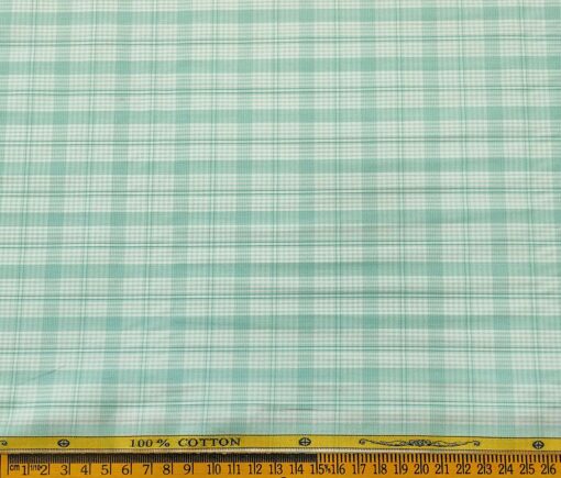 Soktas Men's Cotton Checks 1.60 Meter Unstitched Shirt Fabric (White)