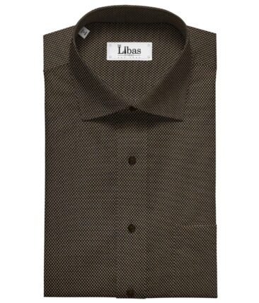 Solino Men's Cotton Structured 1.60 Meter Unstitched Shirt Fabric (Brown)