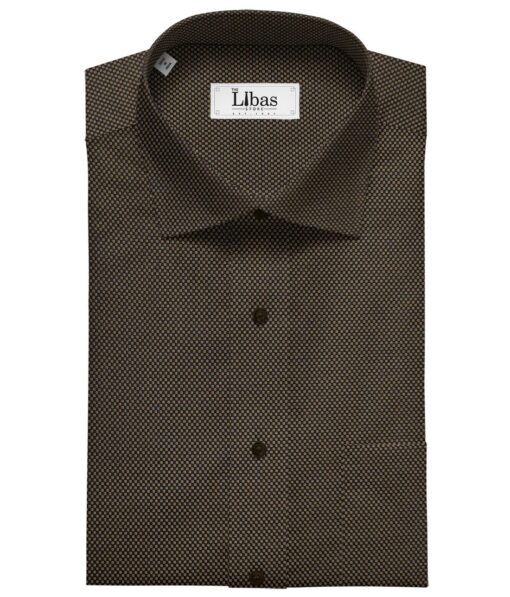 Solino Men's Cotton Structured 1.60 Meter Unstitched Shirt Fabric (Brown)
