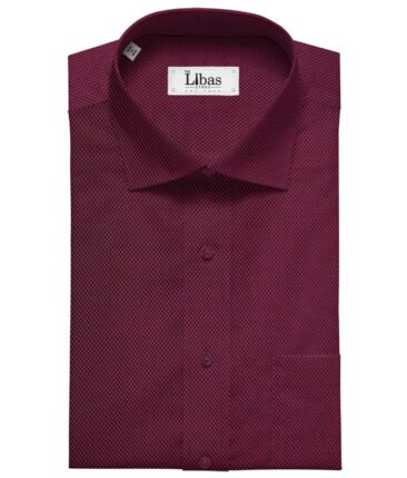 Solino Men's Cotton Structured 1.60 Meter Unstitched Shirt Fabric (Red)