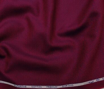 Solino Men's Cotton Structured 1.60 Meter Unstitched Shirt Fabric (Red)