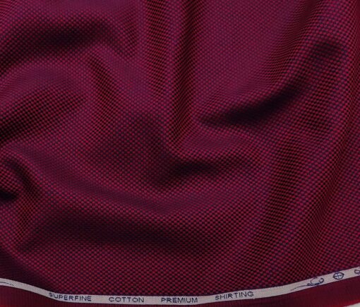 Solino Men's Cotton Structured 1.60 Meter Unstitched Shirt Fabric (Red)