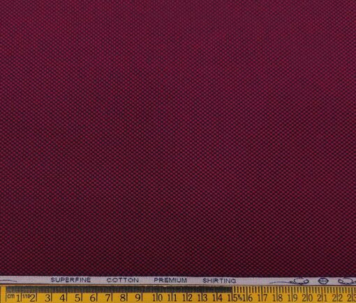 Solino Men's Cotton Structured 1.60 Meter Unstitched Shirt Fabric (Red)