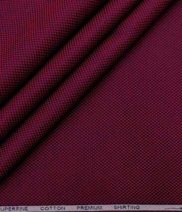 Solino Men's Cotton Structured 1.60 Meter Unstitched Shirt Fabric (Red)