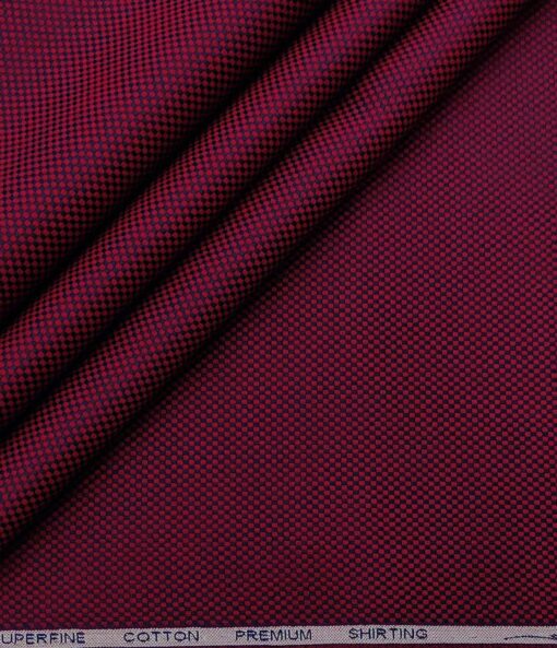 Solino Men's Cotton Structured 1.60 Meter Unstitched Shirt Fabric (Red)