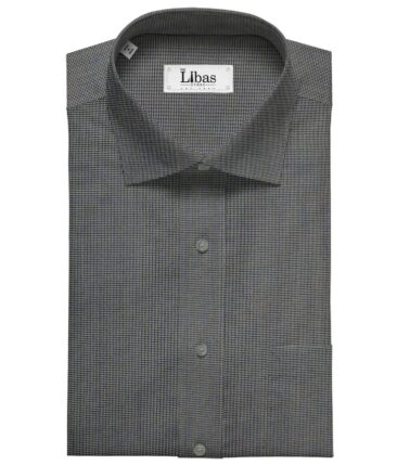 Solino Men's Cotton Structured 1.60 Meter Unstitched Shirt Fabric (Dark Grey)