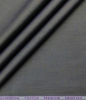 Solino Men's Cotton Structured 1.60 Meter Unstitched Shirt Fabric (Dark Grey)