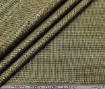 Solino Men's Cotton Structured 1.60 Meter Unstitched Shirt Fabric (Light Brown)