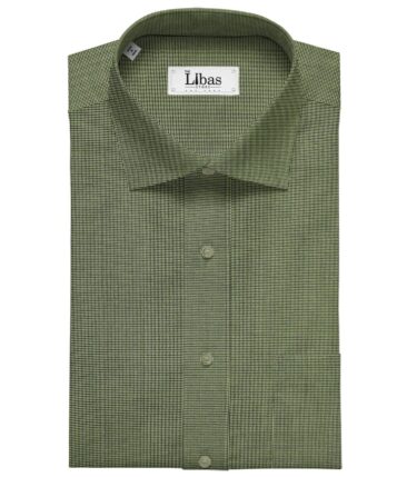 Solino Men's Cotton Structured 1.60 Meter Unstitched Shirt Fabric (Olive Green)