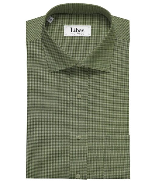 Solino Men's Cotton Structured 1.60 Meter Unstitched Shirt Fabric (Olive Green)