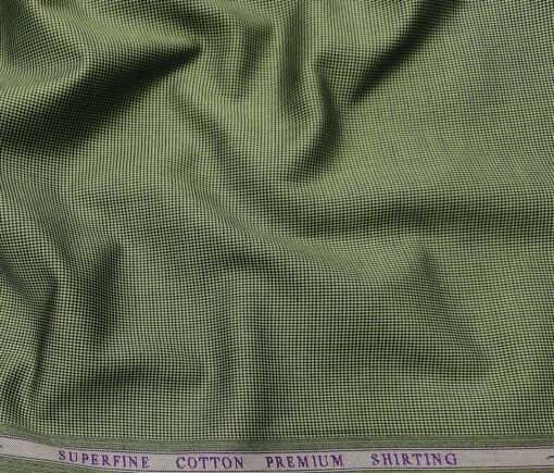 Solino Men's Cotton Structured 1.60 Meter Unstitched Shirt Fabric (Olive Green)